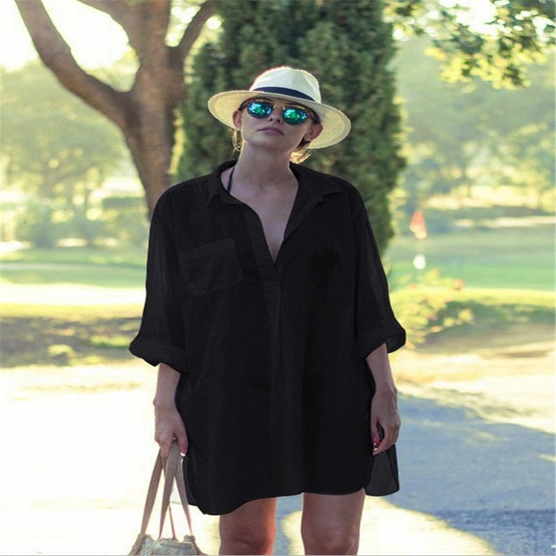 Collared Shirt Style Cover Up Collared Shirt Style Cover Up