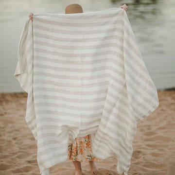 Striped Linen beach towel